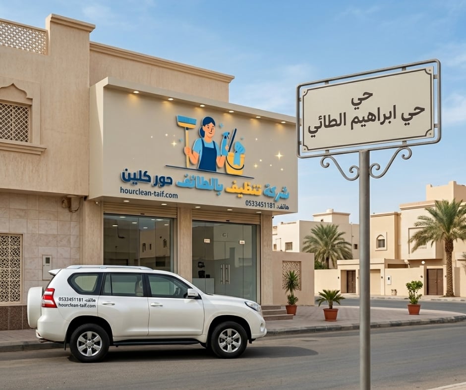 واجهه وسيارة شركة تنظيف بالطائف حور كلين
